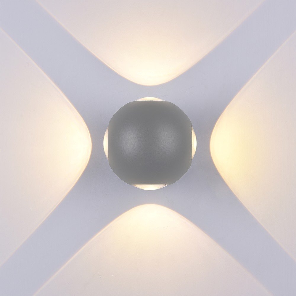 LED sieninis šviestuvas, pilkas, apvalus, 4 LEDai, 4W, neutrali balta šviesa