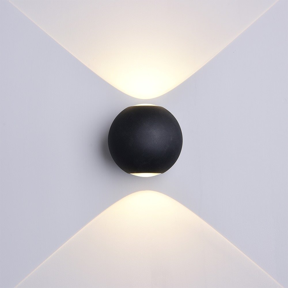 LED sieninis šviestuvas, juodas, apvalus, 6W, šilta balta šviesa