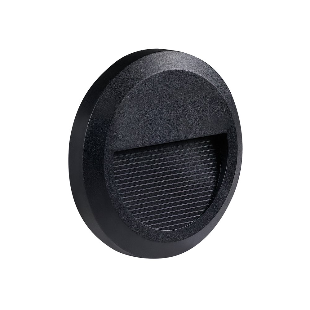LED laiptų šviestuvas, apvalus, juodas, 2W, neutrali balta šviesa LED laiptų šviestuvas, apvalus, juodas, 2W, neutrali balta šviesa