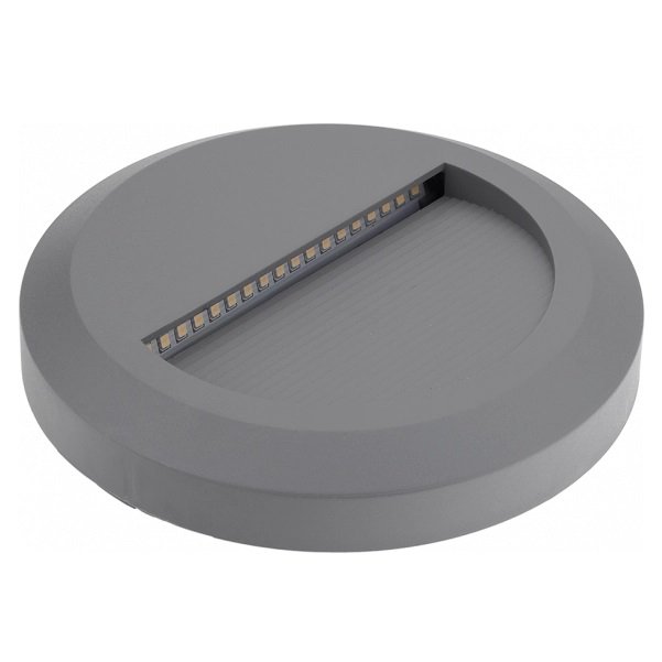 LED laiptų šviestuvas, apvalus, pilkas, 2W, neutrali balta šviesa