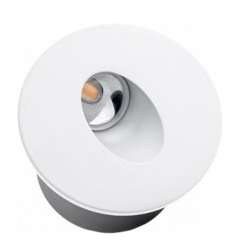 LED laiptų šviestuvas, apvalus, baltas, 3W, neutrali balta šviesa