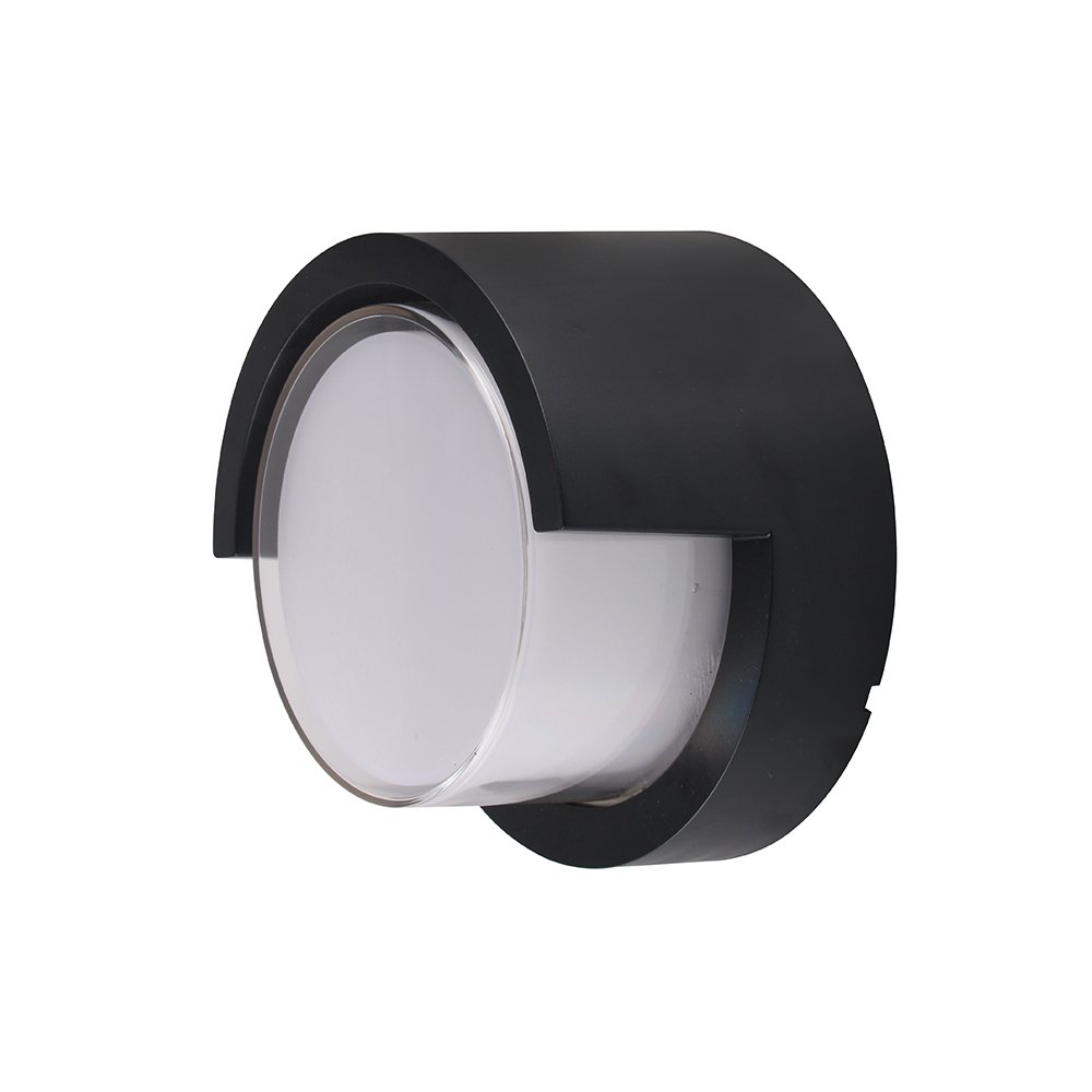 LED sieninis šviestuvas, juodas, apvalus, 12W, šilta balta šviesa LED sieninis šviestuvas, juodas, apvalus, 12W, šilta balta šviesa
