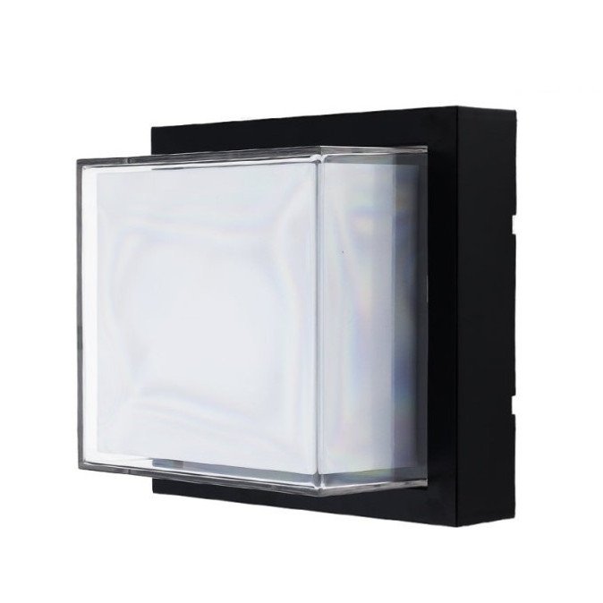 LED sieninis šviestuvas, juodas, kvadratinis, 12W, 145°, neutrali balta šviesa