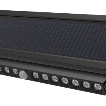 LED saulės sieninis šviestuvas, multifunkcinis, juodas, 5W, šalta balta šviesa