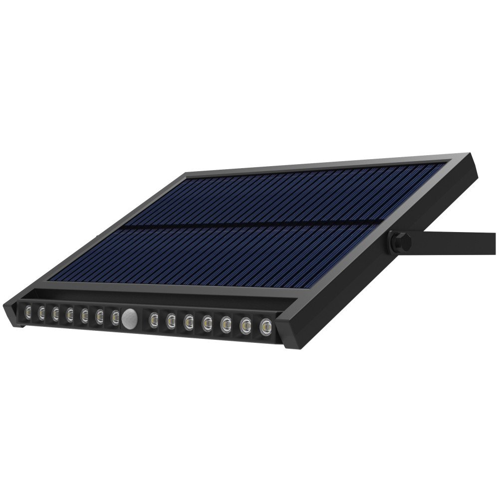 LED saulės sieninis šviestuvas, multifunkcinis, juodas, 12.5W, RGB spalvos