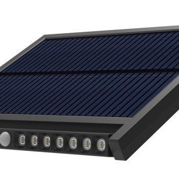 LED saulės sieninis šviestuvas, multifunkcinis, juodas, 12.5W, RGB spalvos