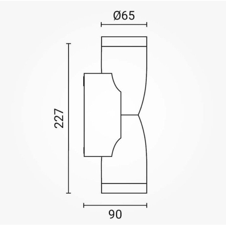 LED sieninis šviestuvas, juodas, verpstė, 2 lizdai, Max 70W