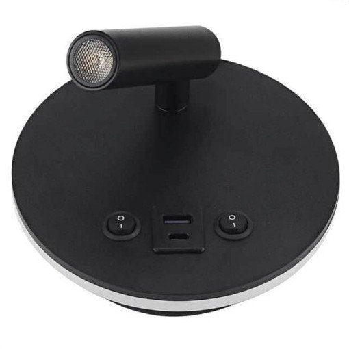 LED sieninis šviestuvas, 8W, ON/OFF jungiklis, USB, juodas, šilta balta šviesa LED sieninis šviestuvas, 8W, ON/OFF jungiklis, USB, juodas, šilta balta šviesa