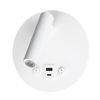 LED sieninis šviestuvas, 8W, ON/OFF jungiklis, USB, baltas, neutrali balta šviesa