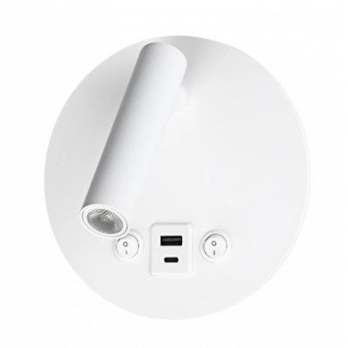 LED sieninis šviestuvas, 8W, ON/OFF jungiklis, USB, baltas, neutrali balta šviesa