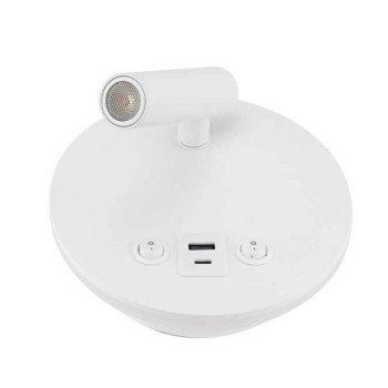 LED sieninis šviestuvas, 8W, ON/OFF jungiklis, USB, baltas, neutrali balta šviesa