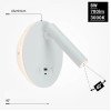 LED sieninis šviestuvas, 8W, ON/OFF jungiklis, USB, baltas, neutrali balta šviesa