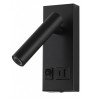 LED sieninis šviestuvas, 2W, ON/OFF jungiklis, USB, juodas, šilta balta šviesa
