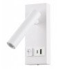 LED sieninis šviestuvas, 2W, ON/OFF jungiklis, USB, baltas, neutrali balta šviesa