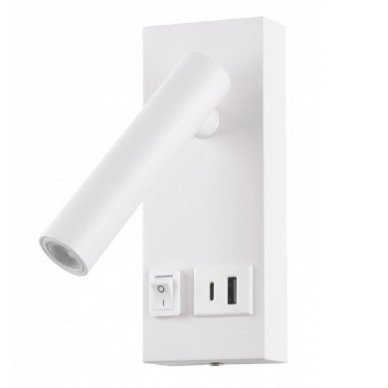 LED sieninis šviestuvas, 2W, ON/OFF jungiklis, USB, baltas, neutrali balta šviesa