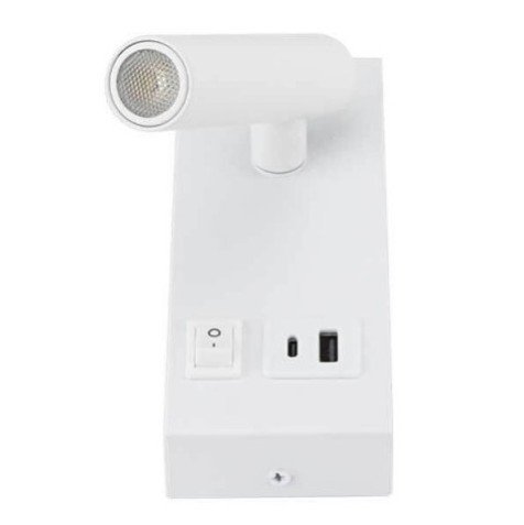 LED sieninis šviestuvas, 2W, ON/OFF jungiklis, USB, baltas, neutrali balta šviesa