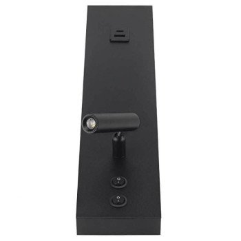 LED sieninis šviestuvas, 11W, ON/OFF jungiklis, USB, juodas, šilta balta šviesa