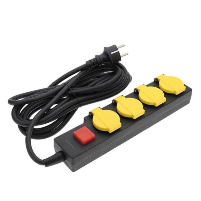 Ilgintuvas, 5m, 4 lizdai, IP44, su jungtuku