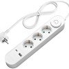 Ilgintuvas, 1.5m, 3 lizdai, su jungtuku, 2xUSB, ovalinis