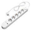 Ilgintuvas, 1.5m, 5 lizdai, su jungtuku, 2xUSB, ovalinis
