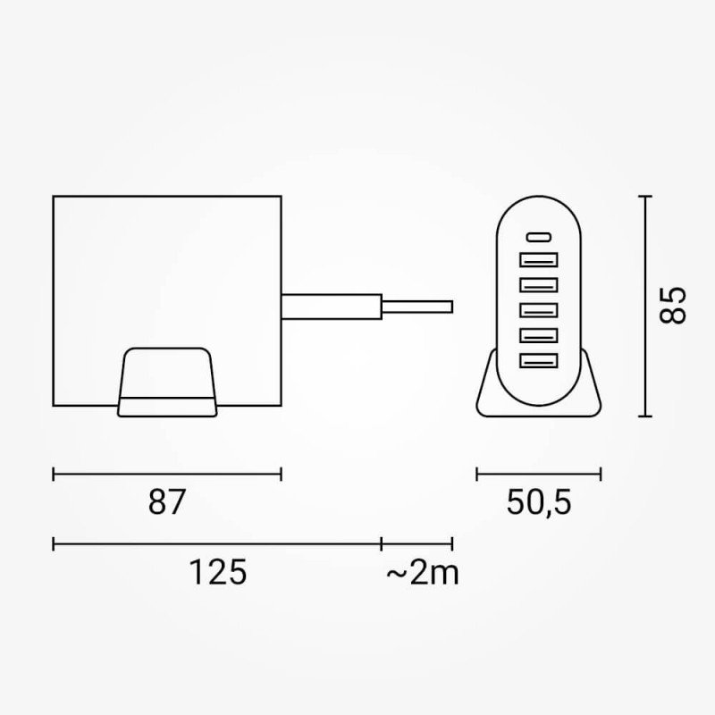 Įkrovimo daliklis, USB 5xTYPE-A, 1xTYPE-C
