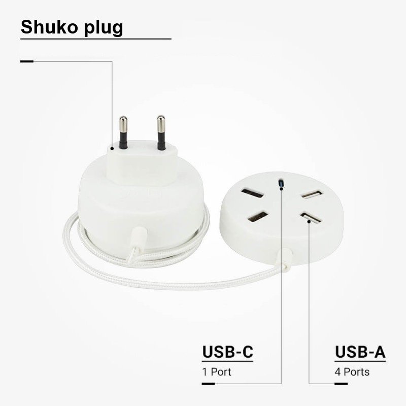 Įkrovimo stotelė-daliklis, USB 4xTYPE-A, 1xTYPE-C