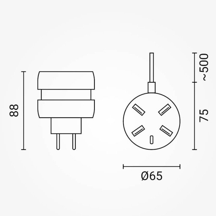 Įkrovimo stotelė-daliklis, USB 4xTYPE-A, 1xTYPE-C