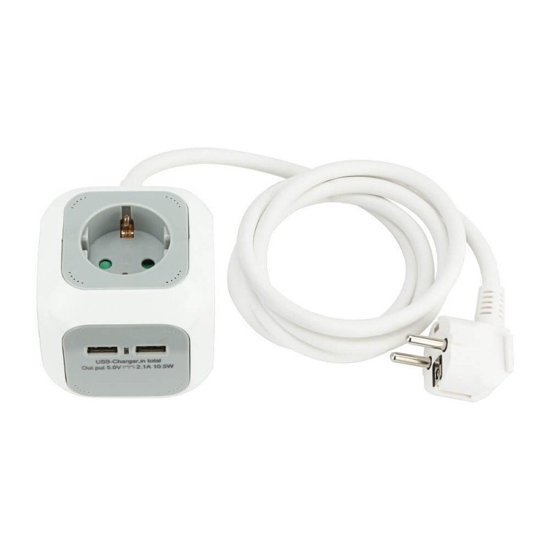 Ilgintuvas su USB 2xTYPE-A, 1.4m
