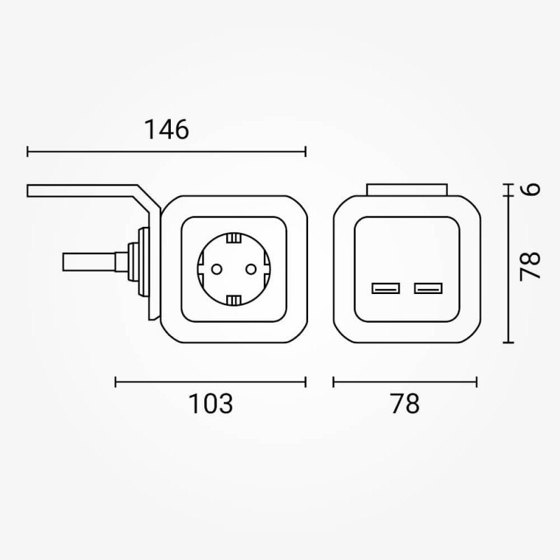 Ilgintuvas su USB 2xTYPE-A, 1.4m
