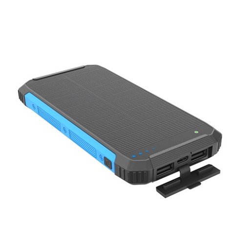 Power bank, 10Ah, 3.7V, saulės panelė 1.2W, LED 2W, juodas ir mėlynas Power bank, 10Ah, 3.7V, saulės panelė 1.2W, LED 2W, juodas ir mėlynas