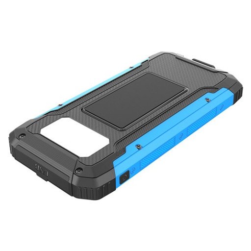 Power bank, 10Ah, 3.7V, saulės panelė 1.2W, LED 2W, juodas ir mėlynas Power bank, 10Ah, 3.7V, saulės panelė 1.2W, LED 2W, juodas ir mėlynas
