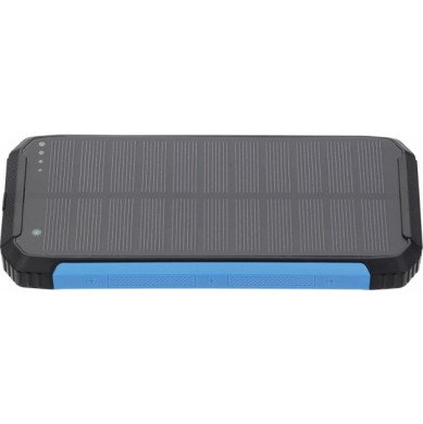 Power bank, 10Ah, 3.7V, saulės panelė 1.2W, LED 2W, juodas ir mėlynas Power bank, 10Ah, 3.7V, saulės panelė 1.2W, LED 2W, juodas ir mėlynas