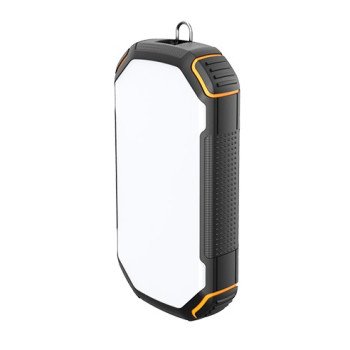Power bank, 20Ah, 3.7V, saulės panelė 1.2W, LED 4W, juodas ir oranžinis