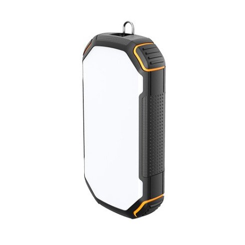 Power bank, 20Ah, 3.7V, saulės panelė 1.2W, LED 4W, juodas ir oranžinis
