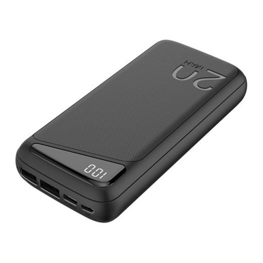 Power bank, 20Ah, 3.7V, Micro/Type-C jungtys, Max išėjimo galia 22.5W, juodas
