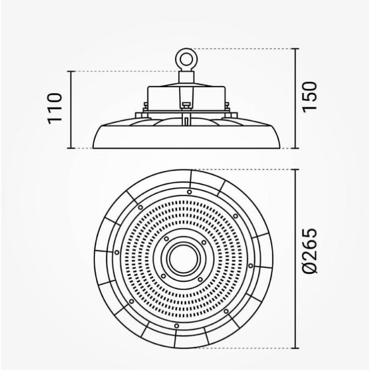 LED Ufo aukštuminis šviestuvas, 90°, 150Lm/W, 100W, šalta balta šviesa LED Ufo aukštuminis šviestuvas, 90°, 150Lm/W, 100W, šalta balta šviesa