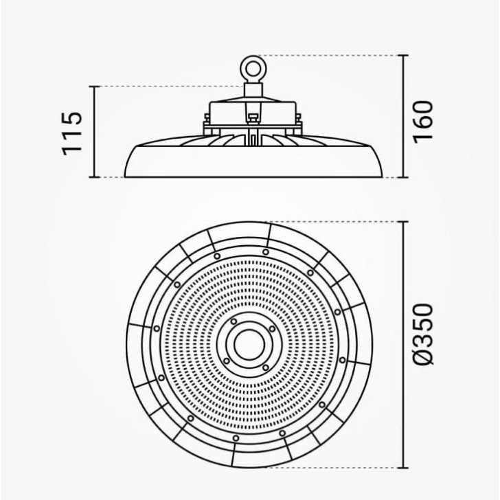 LED Ufo aukštuminis šviestuvas, 90°, 150Lm/W, 200W, neutrali balta šviesa