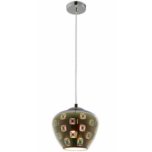 LED lubų šviestuvas, 3D stiklas, D200mm, chrominiai apskritimai