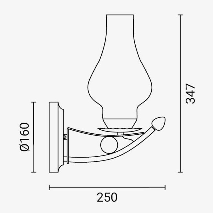 LED sieninė lempa, 5W, bronzinė, liepsnos imitacija