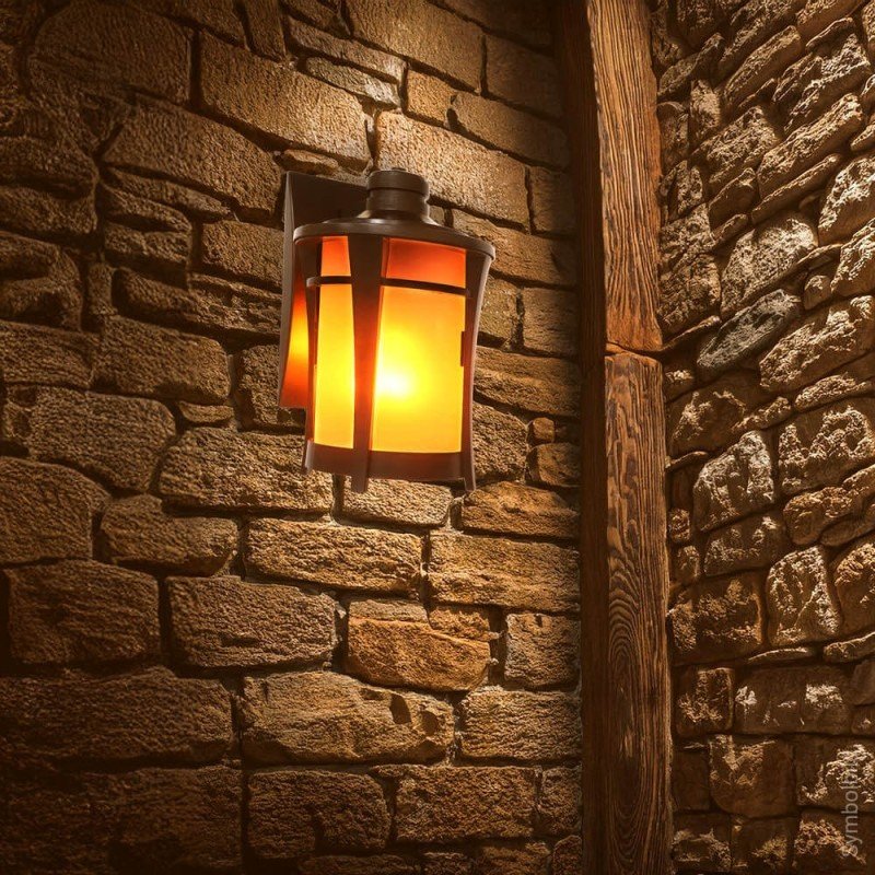 LED sieninė pakabinama lempa, 5W, tamsi bronzinė, liepsnos imitacija LED sieninė pakabinama lempa, 5W, tamsi bronzinė, liepsnos imitacija