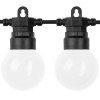 LED lauko saulės girlianda, 10m, 20 lizdų, G50, matinės lemputės, šilta balta šviesa LED lauko saulės girlianda, 10m, 20 lizdų, G50, matinės lemputės, šilta balta šviesa
