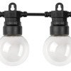 LED lauko saulės girlianda, 10m, 20 lizdų, G50, skaidrios lemputės, šilta balta šviesa