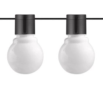 LED lauko saulės girlianda, 7m, 20 lizdų, G50, matinės lemputės, šilta balta šviesa