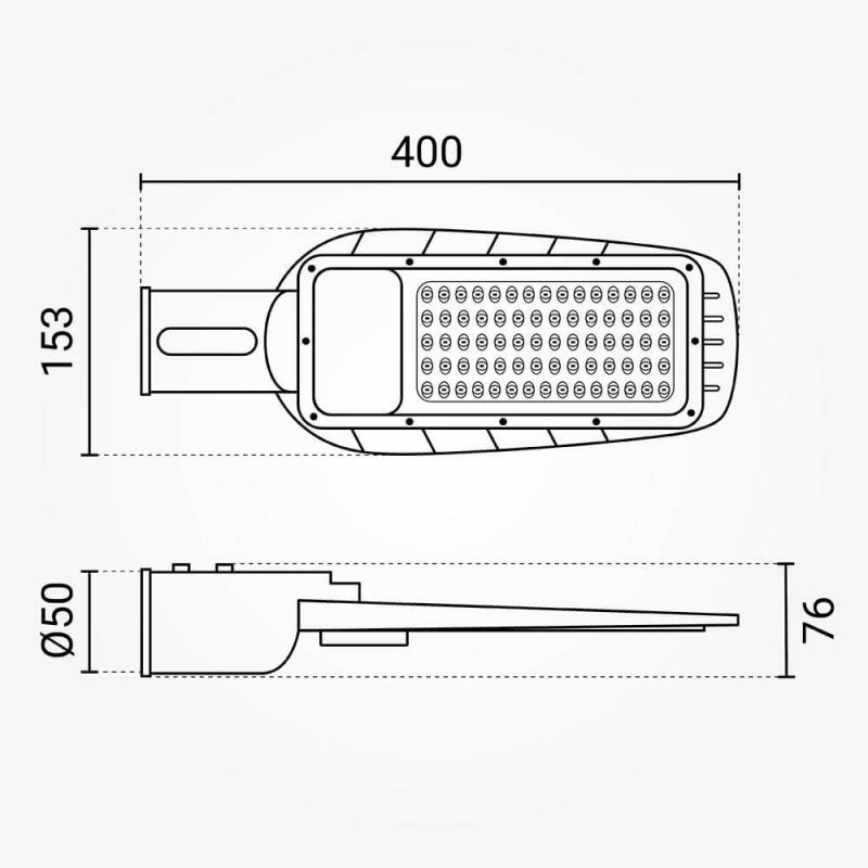 LED gatvės šviestuvas, stiklinis, 50W, šalta balta šviesa LED gatvės šviestuvas, stiklinis, 50W, šalta balta šviesa