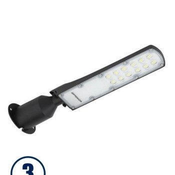 LED gatvės šviestuvas, reguliuojamas spindulys, 3 metai garantija, 100Lm/W, 30W, šalta balta šviesa
