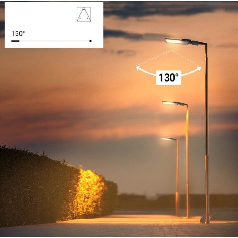 LED gatvės šviestuvas, reguliuojamas spindulys, 3 metai garantija, 120Lm/W, 100W, šalta balta šviesa