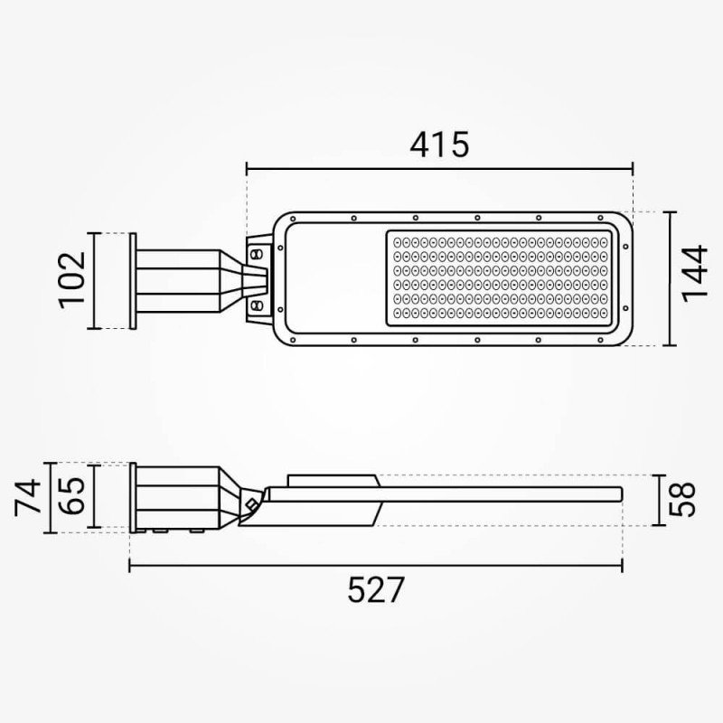 LED gatvės šviestuvas, reguliuojamas spindulys, 3 metai garantija, 120Lm/W, 100W, neutrali balta šviesa