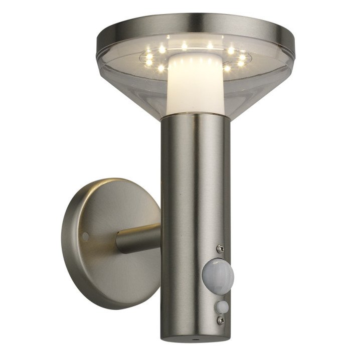 LED saulės sieninis Up šviestuvas, PIR jutiklis, poliruotas metalas, 2W, šilta balta šviesa LED saulės sieninis Up šviestuvas, PIR jutiklis, poliruotas metalas, 2W, šilta balta šviesa