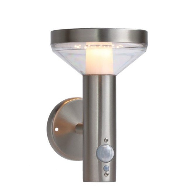 LED saulės sieninis Up šviestuvas, PIR jutiklis, poliruotas metalas, 2W, šilta balta šviesa LED saulės sieninis Up šviestuvas, PIR jutiklis, poliruotas metalas, 2W, šilta balta šviesa