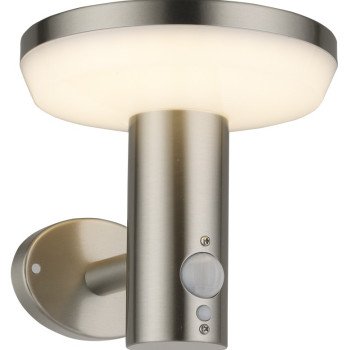 LED saulės sieninis Up šviestuvas, PIR jutiklis, poliruotas metalas, 4.4W, šilta balta šviesa